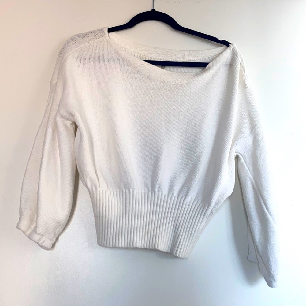 Anthropologie waisted white sweater